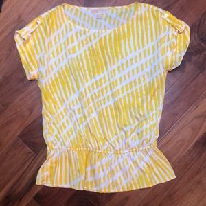 Michael Kors Yellow Patterned Peplum Shirt